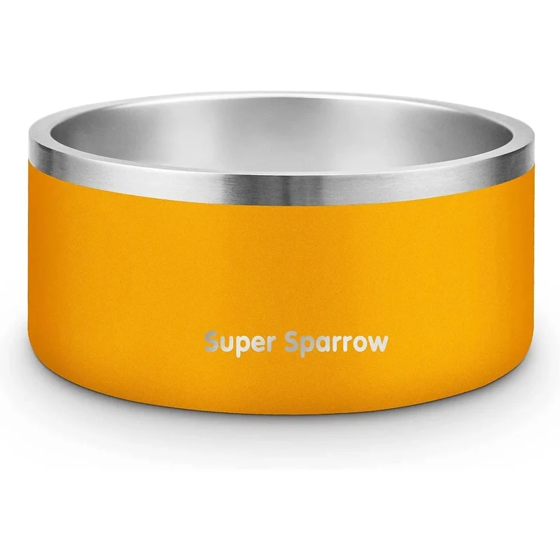 Comedouro para cães ou gatos, em aço inoxidável, base de silicone antiderrapante, lavável na máquina de lavar louça