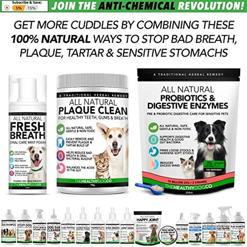 Higiene oral - Aditivo de água refrescante e 100 % natural para cães | Cuidado oral para combater o mau hálito, o sarro e a placa