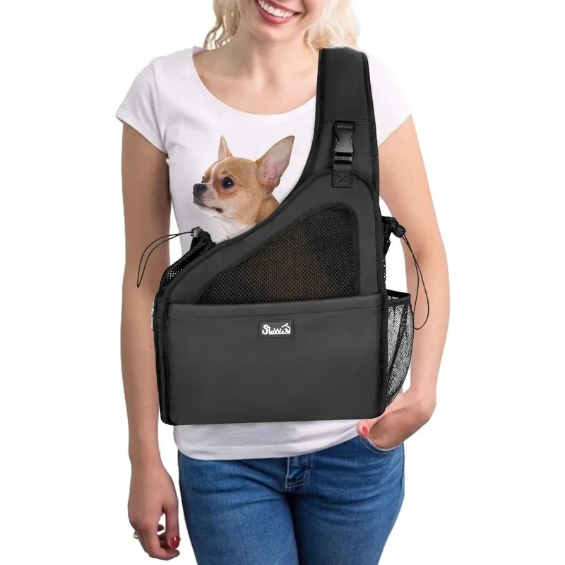 Tranportadora a tira-colo, mãos-livres, acolchoada, lavável, em malha respirável, para Cães ou Gatos