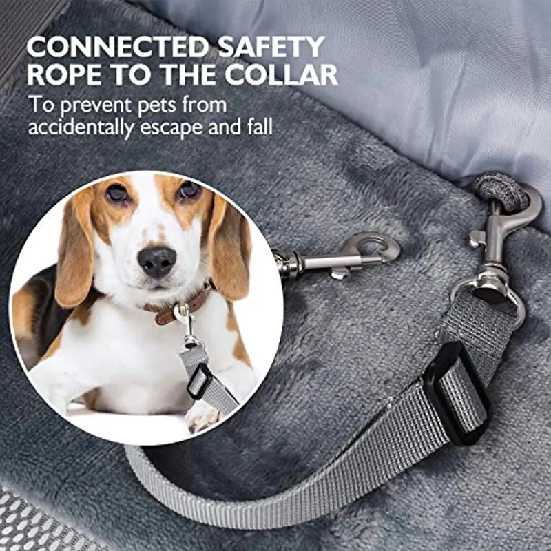 Mala / Transportadora a tiracolo pequena para cães ou gatos, com corda de segurança anti-queda (Cães ou Gatos até 6 kg) (cinzento)