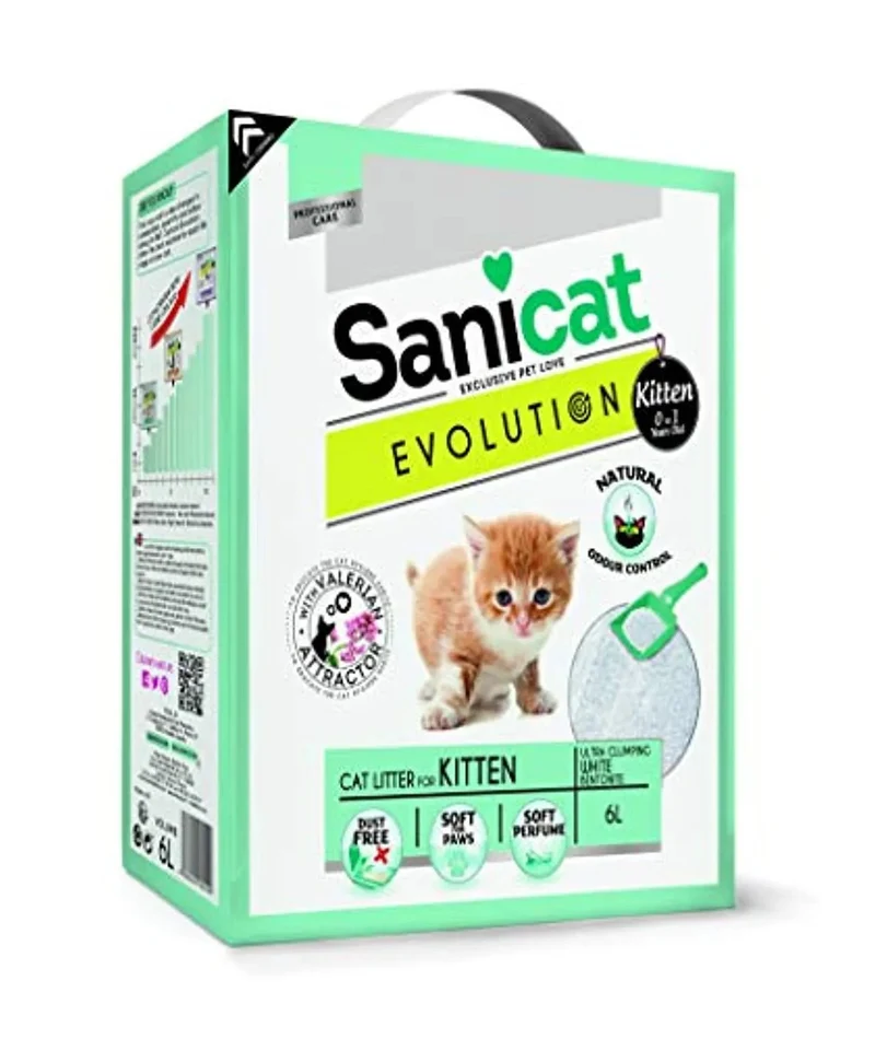 SANICAT Evolution Kitten, Areia de Gato Aglomerante - 6L (Até 1 ano de idade)