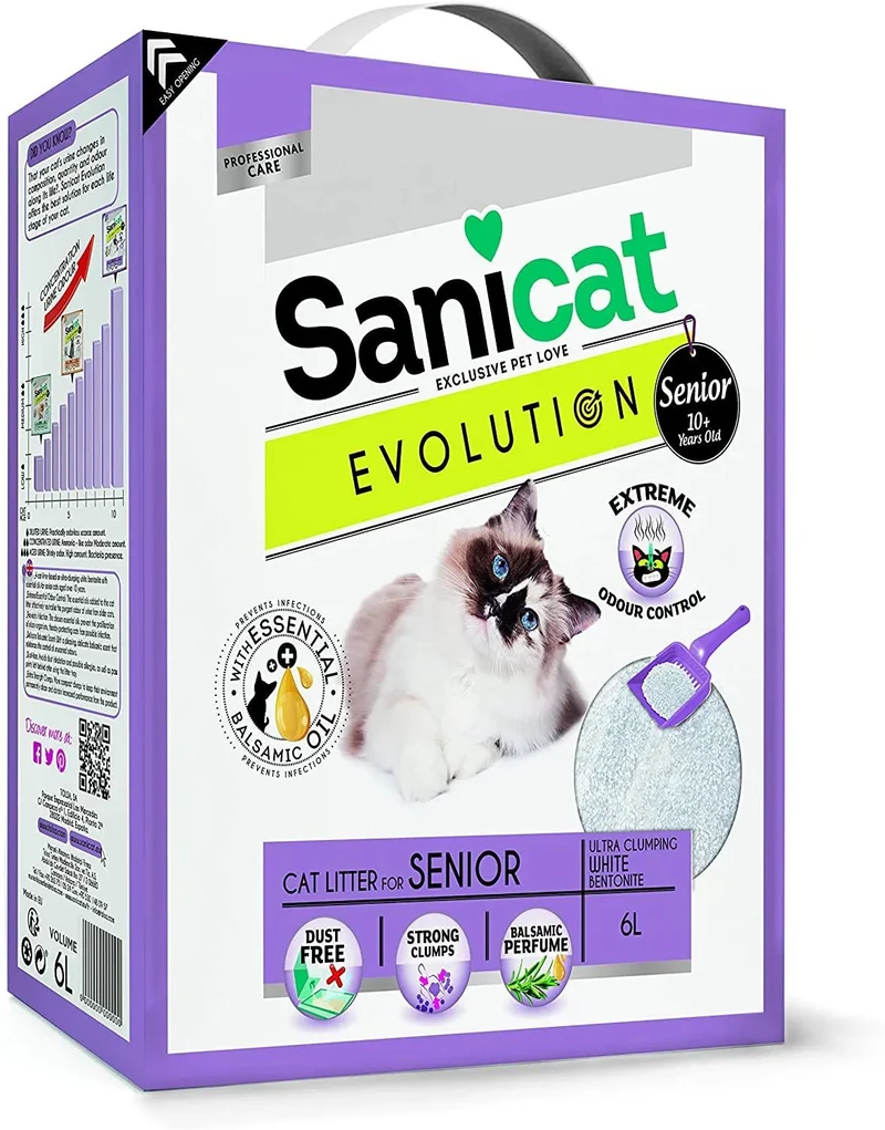 SANICAT Evolution Kitten, Areia de Gato Aglomerante - 6L (Até 1 ano de idade)