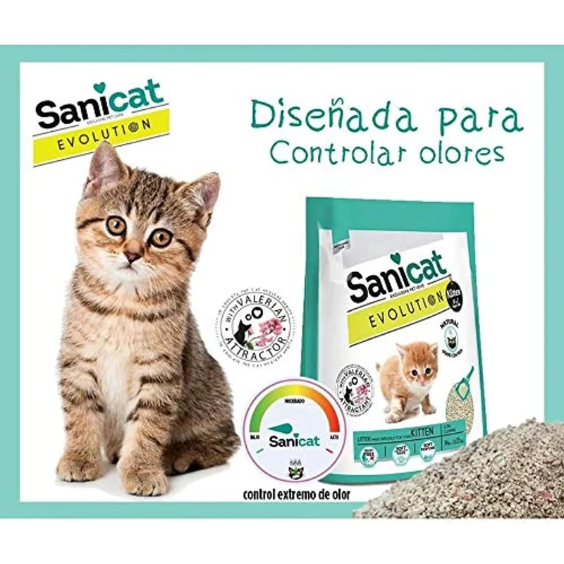 SANICAT Evolution Kitten, Areia de Gato Aglomerante - 6L (Até 1 ano de idade)