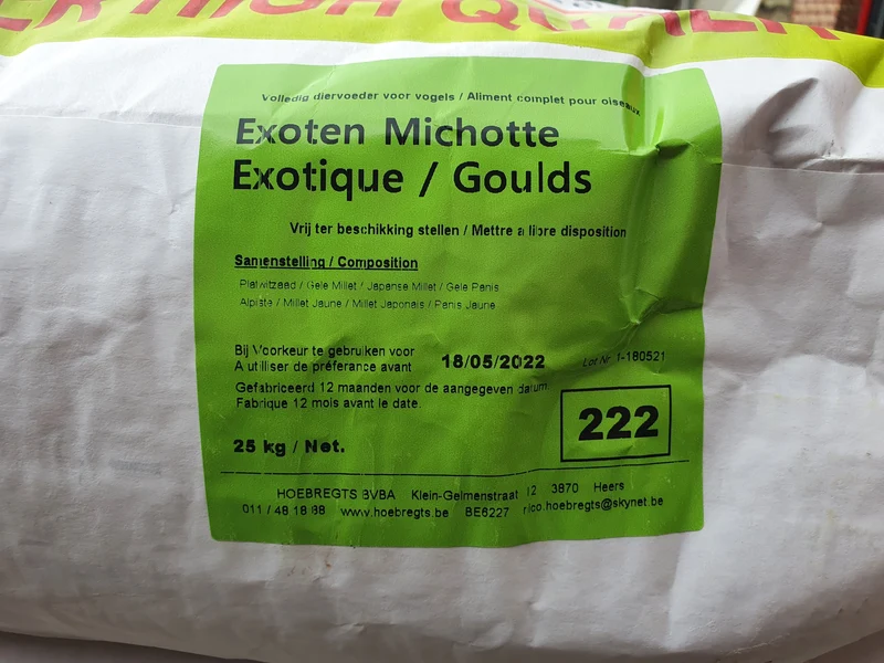 Exoten Michotte Goulds 20kg - Hobbyfarm Hoebregts
