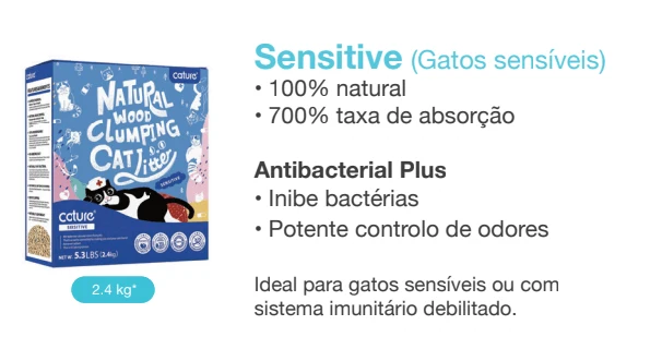 Cature Cat Litter - Natural Wood Clumping - Para WC / Liteira de Gatos