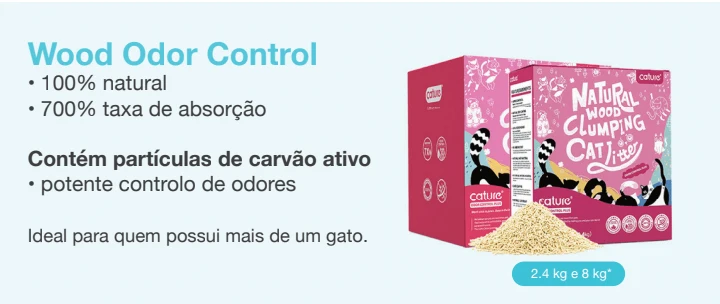 Cature Cat Litter - Natural Wood Clumping - Para WC / Liteira de Gatos