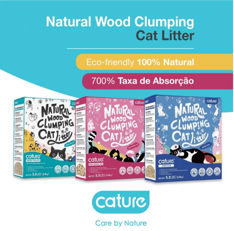 Cature Cat Litter - Natural Wood Clumping - Para WC / Liteira de Gatos