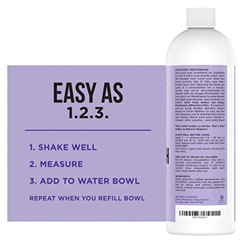 Enxaguador Oral Natural para Cães - aditivo de água para cuidados dentais (473 ml)