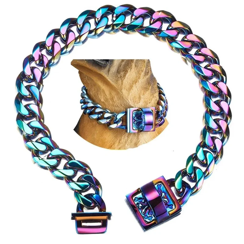 ❤️ Coleira Arco-Íris em Aço com 19 mm de Largura - Para Cães ❤️