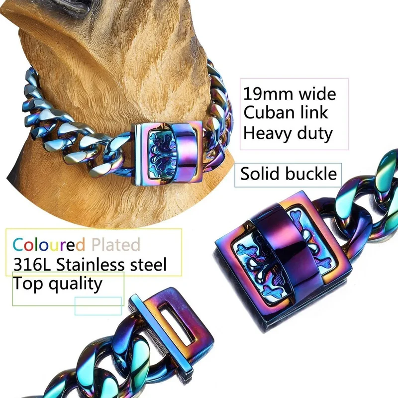❤️ Coleira Arco-Íris em Aço com 19 mm de Largura - Para Cães ❤️