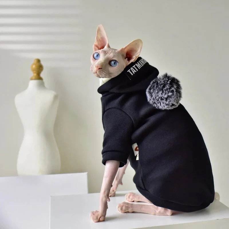 Camisola Quente com Gorro para Gatos (Especialmente indicada para Sphinx)