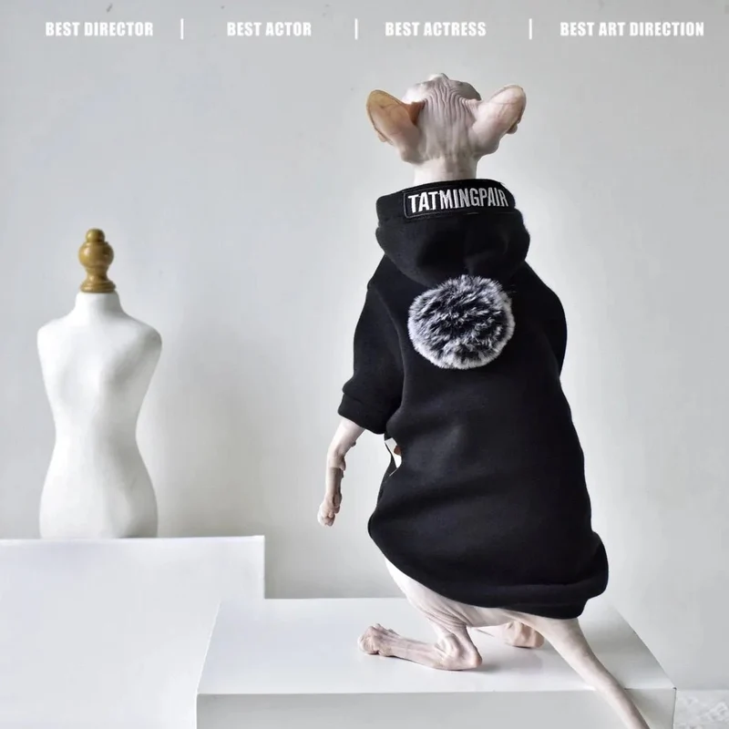 Camisola Quente com Gorro para Gatos (Especialmente indicada para Sphinx)