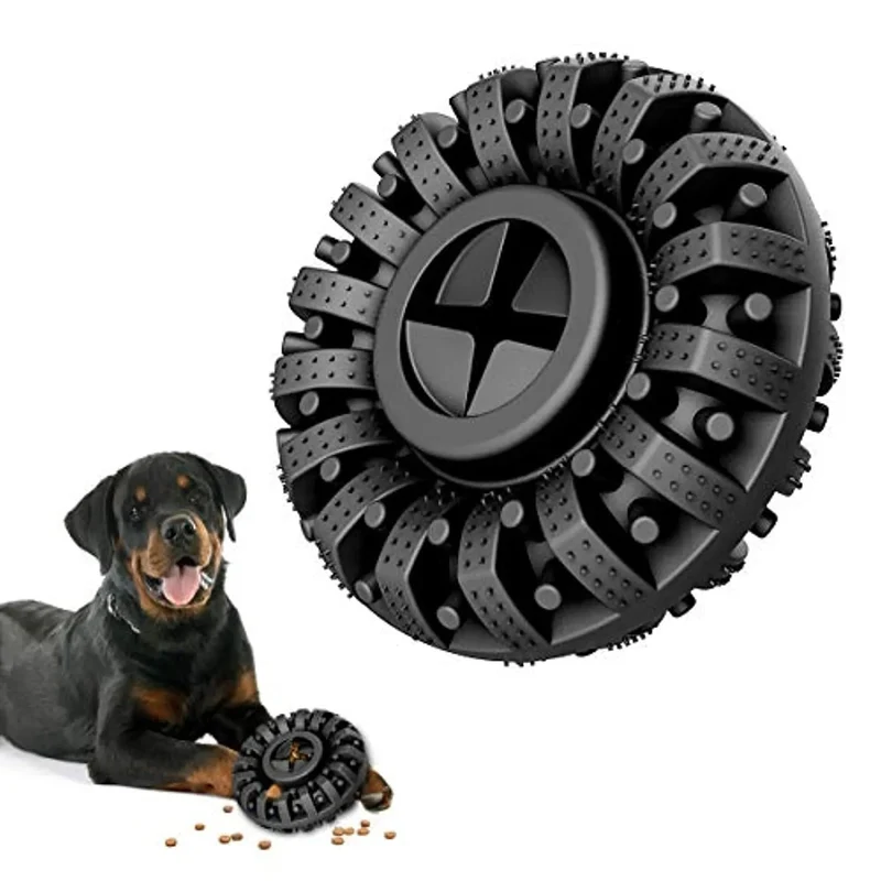Brinquedo "Pneu" Resistente, Dispensador de Biscoitos, Limpador de dentes para Cães Grandes e Médios