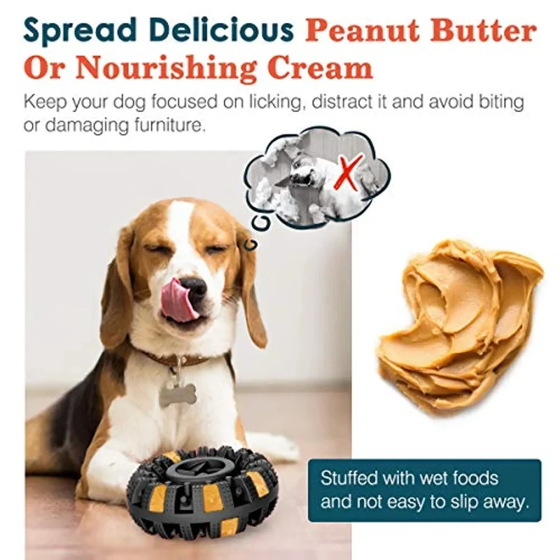 Brinquedo "Pneu" Resistente, Dispensador de Biscoitos, Limpador de dentes para Cães Grandes e Médios