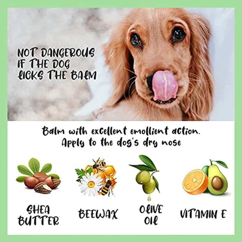 Bálsamo para o Nariz dos Cães - Natural e Sem Fragrância com Manteiga De Karité, Vitamina E e Cêra De Abelhas - Creme Nasal Reparador e Hidratante