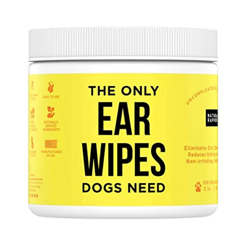 Toalhetes para Cães – Solução para Limpeza da Sujidade e Impurezas dos Ouvidos de Cães - Gotas e Toalhetes (100 Unidades)