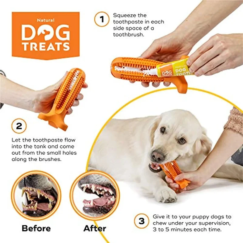 Conjunto de Escova de Dentes e Pasta de Dentes "Natural Dog" para Cães, 100% Natural