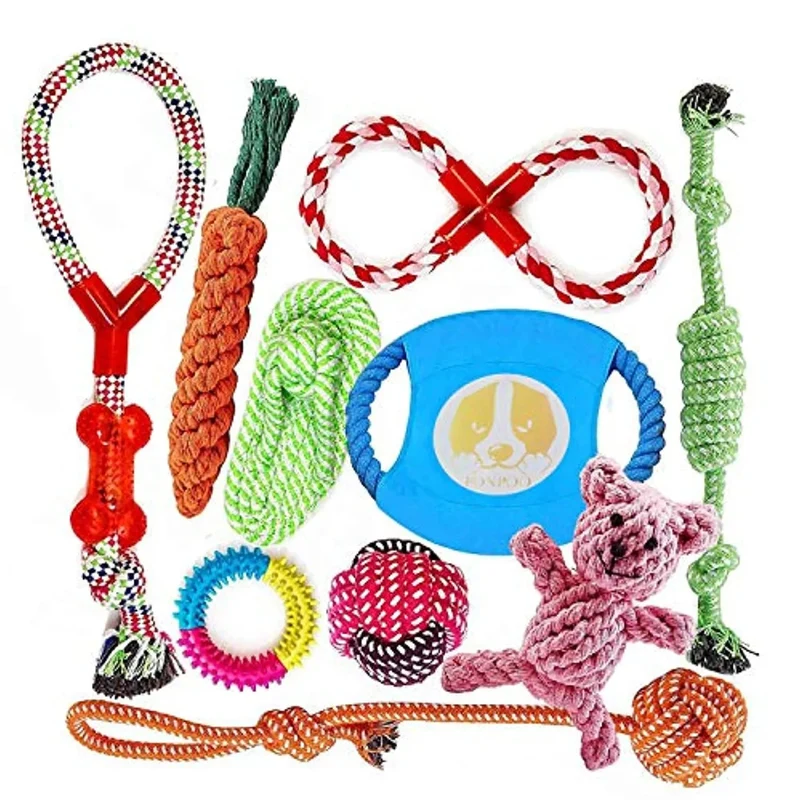 Conjunto de brinquedos e jogos para Cães (10 peças diferentes)