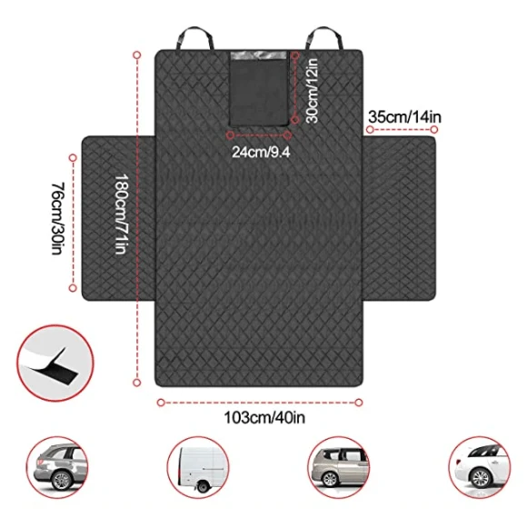 Proteção Impermeável e Anti-Deslizante para Bancos ou Porta-Bagagem de Carros para Transporte de Cães, 185 x 105 x 36cm