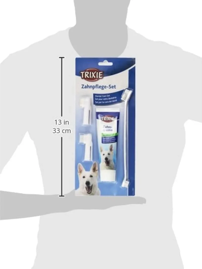 Conjunto de Higiene Oral TRIXIE, Pasta e escovas dedeiras, para cães