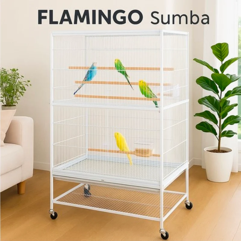Sumba White Voliere – Außenvoliere für 8 Personen, Innenvoliere – Aluminiumvoliere – 79 x 52 x 134 cm – Flamingo-Voliere