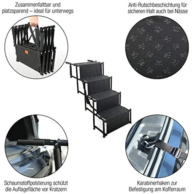 Escada de 4 degraus Dobrável e Transportável para Cães (Ajuda a Entrar e Saír do Automóvel)