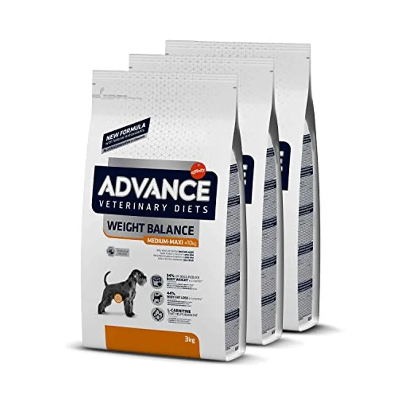Advance Veterinary Diets Weight Balance Medium Maxi - Alimentação para Cães de Raças Médias e Grandes com Problemas de Excesso de peso - Pack de 3 x 3kg - Total 9kg