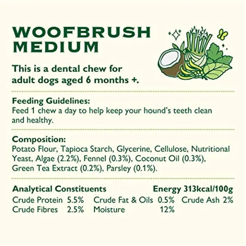 Lily's Kitchen Palito Woofbrush Médio de Cuidado Dental para Cães (Pacote 7 x 19,6 gr)