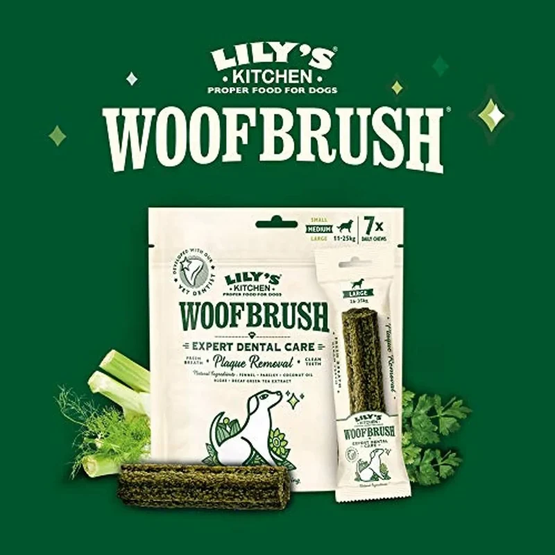Lily's Kitchen Palito Woofbrush Médio de Cuidado Dental para Cães (Pacote 7 x 19,6 gr)