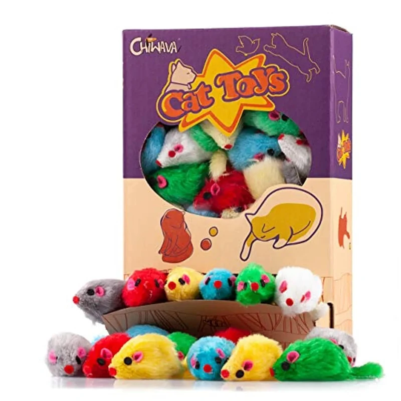 "Ratinhos" de brincar com som, com 10,5 cm, para Gatos (Côres Variadas)