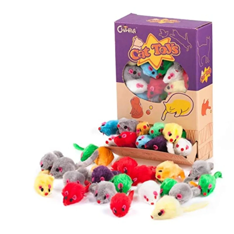 "Ratinhos" de brincar com som, com 10,5 cm, para Gatos (Côres Variadas)