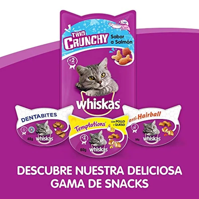 Whiskas Anti-Hairball para evitar as Bolas de Pêlo nos Gatos (Pack de 8 x 60g)