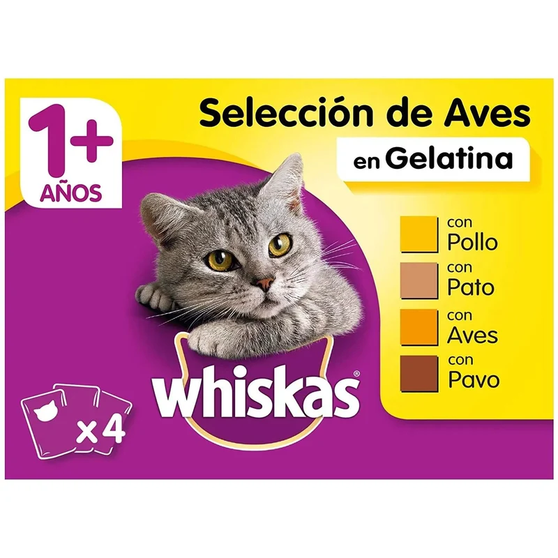 Whiskas Comida Húmida para Gatos Selecção Júnior - Carnes em Gelatina, Multipack