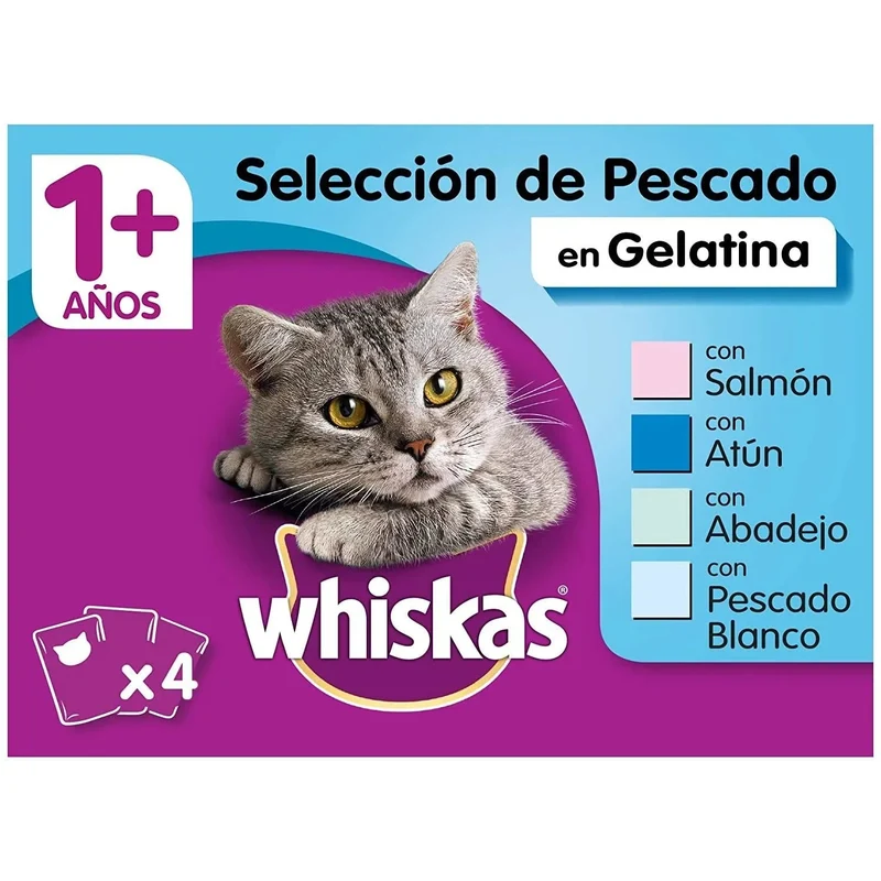 Whiskas Comida Húmida para Gatos Selecção Júnior - Carnes em Gelatina, Multipack
