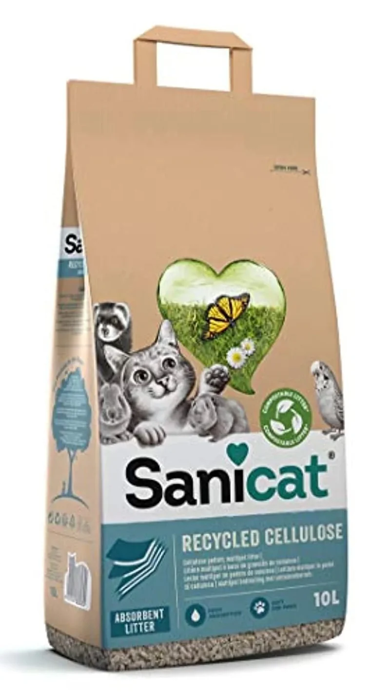 SANICAT - Areia Vegetal de Elevada Qualidade para Liteiras de Gato - Clean & Green Vegetal - 10 L, castanha