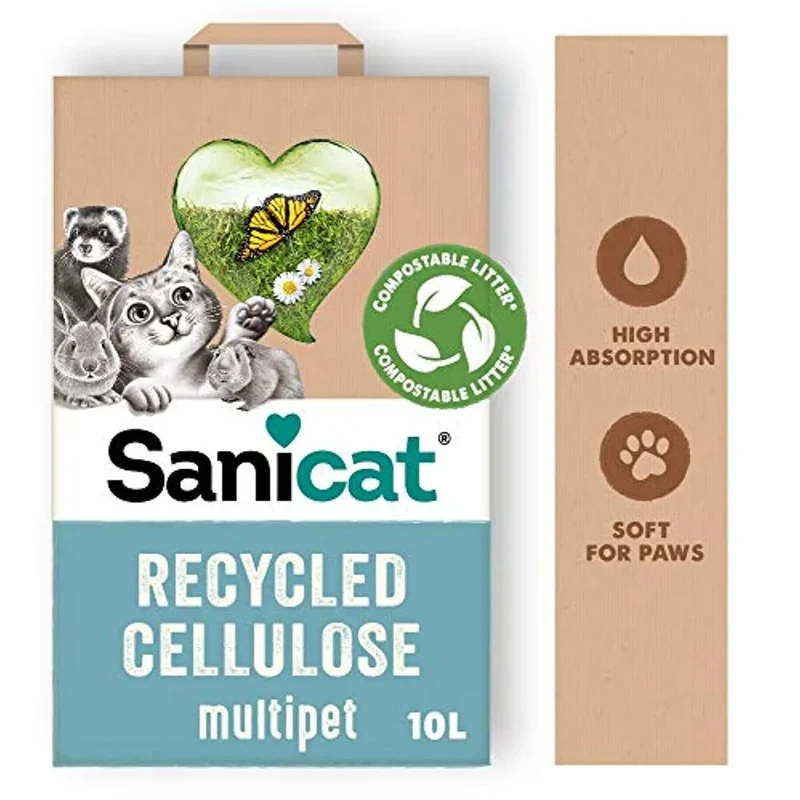 SANICAT - Areia Vegetal de Elevada Qualidade para Liteiras de Gato - Clean & Green Vegetal - 10 L, castanha
