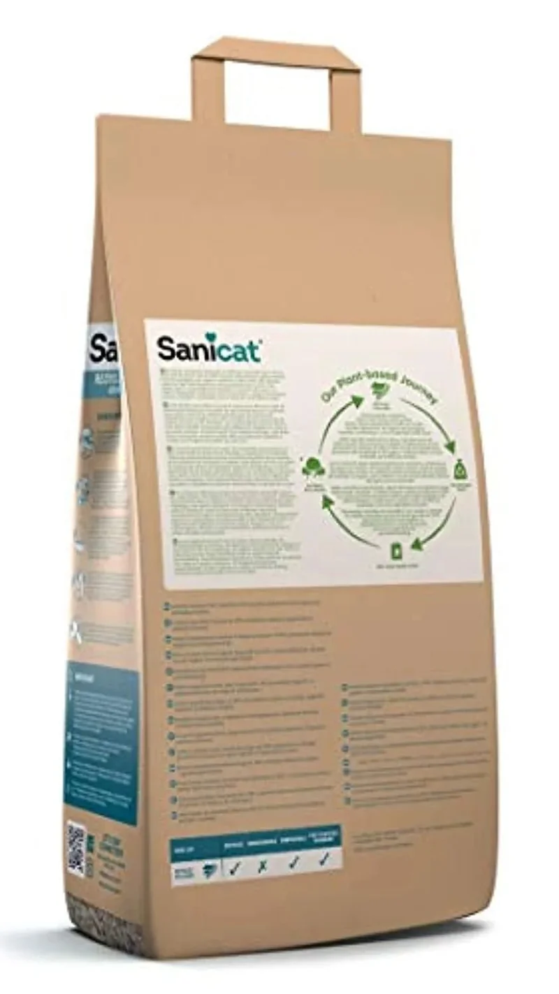 SANICAT - Areia Vegetal de Elevada Qualidade para Liteiras de Gato - Clean & Green Vegetal - 10 L, castanha