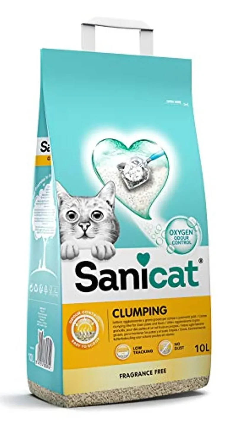SANICAT - Areia Aglomerante para Liteiras de Gato com Arôma ou Sem Arôma 10L