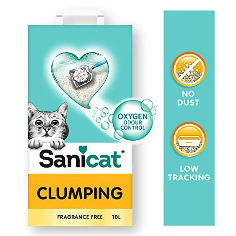 SANICAT - Areia Aglomerante para Liteiras de Gato com Arôma ou Sem Arôma 10L