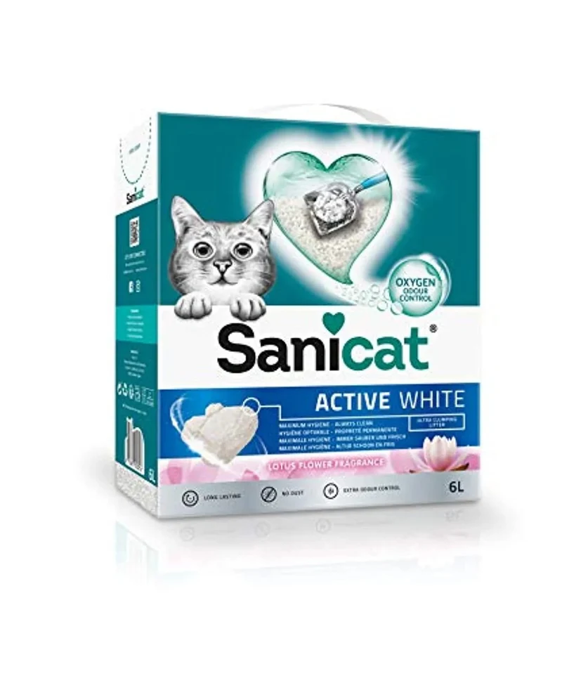 Sanicat Active - Areia para Liteiras de Gato, Ultra Aglomerante, Aroma de Flôr de Lótus, 6L