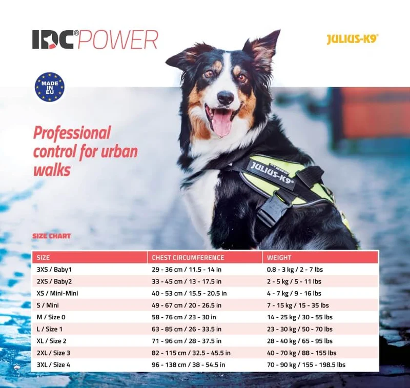 JULIUS-K9 Peitoral / Arnês para Cães IDC belt harness com Controlo dorsal em Y