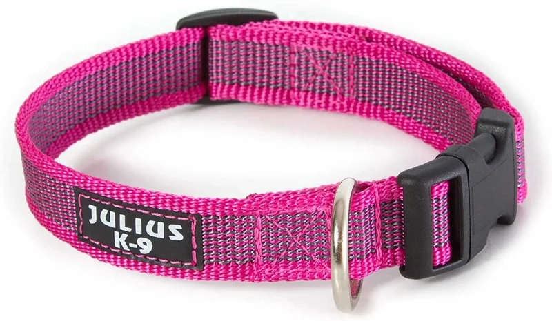 Coleira Julius-K9 - Cinza e Côr com pega, fecho de segurança e patch intermutável