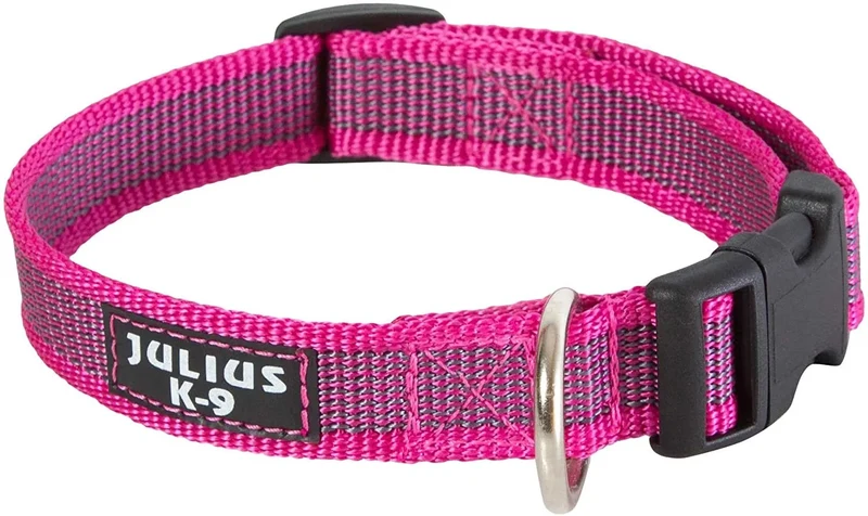 Coleira Julius-K9 - Cinza e Côr com pega, fecho de segurança e patch intermutável