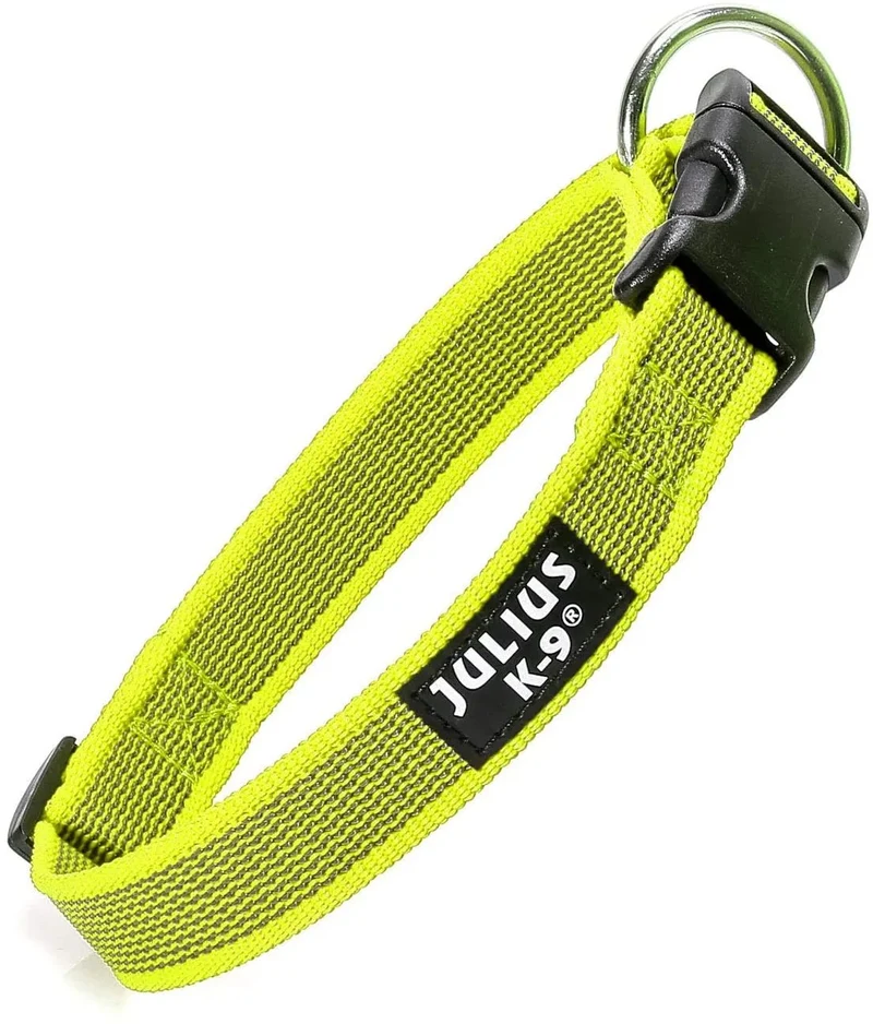 Coleira Julius-K9 - Cinza e Côr com pega, fecho de segurança e patch intermutável