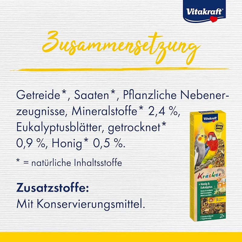 Vitakraft Kräcker® Nymphensittich mit Honig und Eukalyptus, 2 Stück
