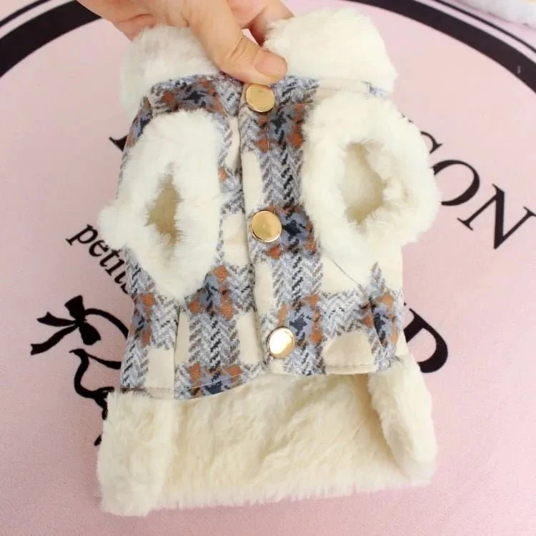 Casaco Quente com Padrão Outono / Inverno para Cães de Raças Pequenas