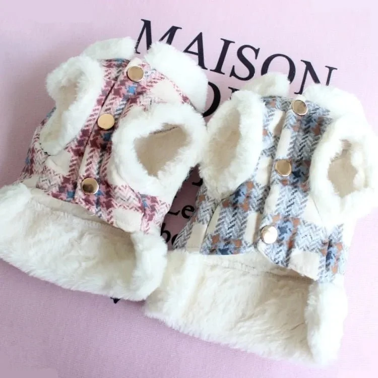 Casaco Quente com Padrão Outono / Inverno para Cães de Raças Pequenas