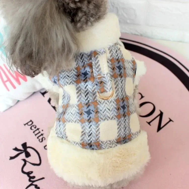 Casaco Quente com Padrão Outono / Inverno para Cães de Raças Pequenas