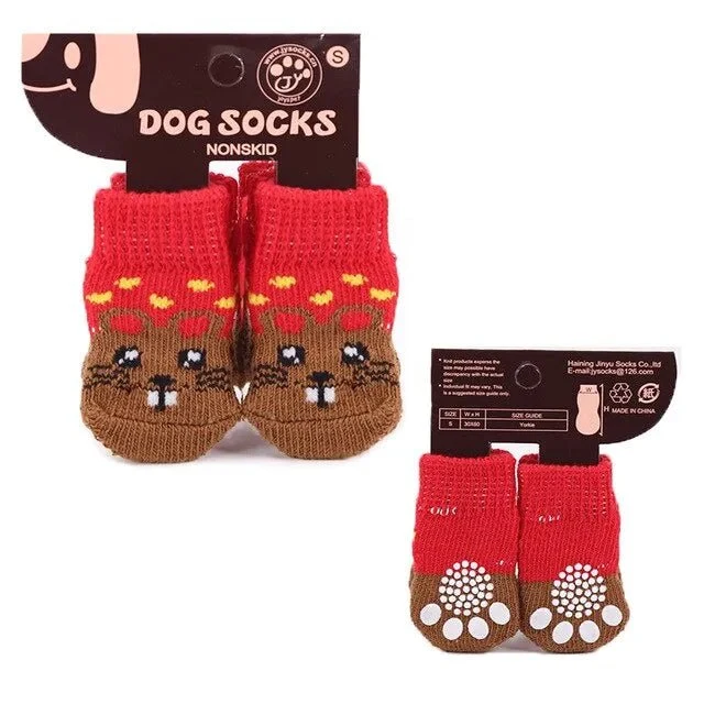Meias para Cães (aderentes, não escorregam) - 4 meias por conjunto