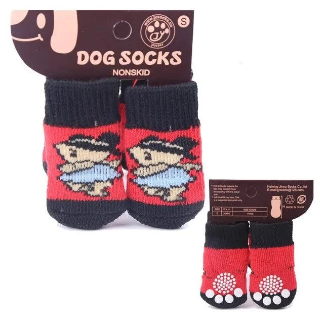 Meias para Cães (aderentes, não escorregam) - 4 meias por conjunto